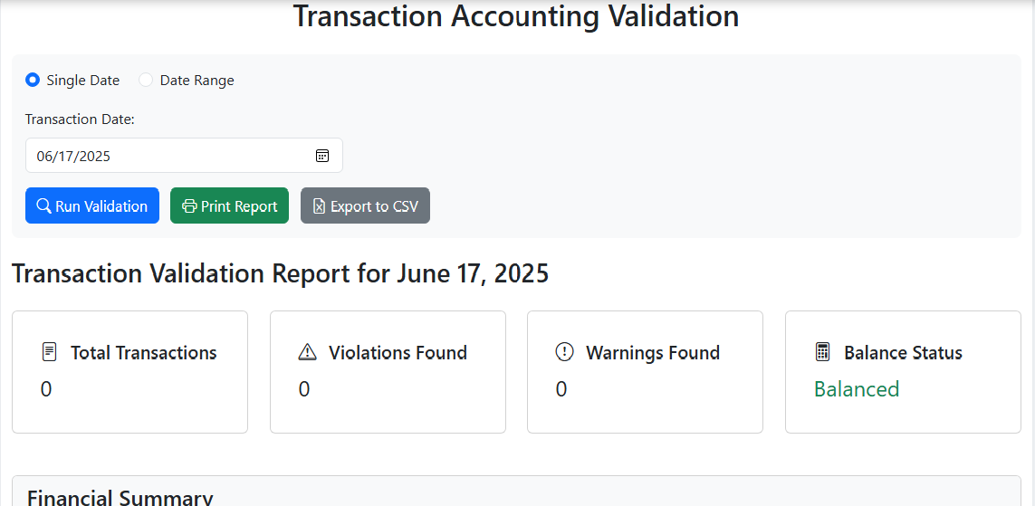 Simple Accounting System Interface